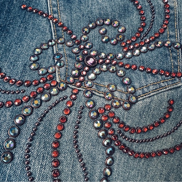 NWT Kippys Swarovski Embellished Pinwheel Flare Designer Jeans Made in USA, 29 - Picture 10 of 14